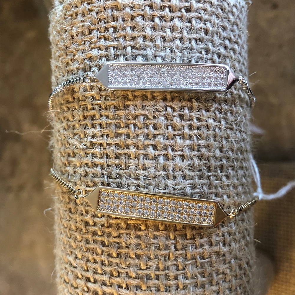 66. RECTANGULAR PLATE OF PAVE' CZ--BRACELET New Plated